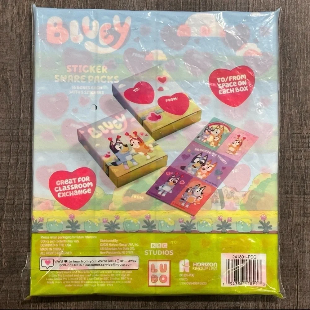 💞 New Bluey 16-Pack Sticker Share Packs Party Favor Boxes
